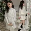 Ropa Infantil Coreana Colección Invierno 2025 Conjunto de Vestido con Lazo para Niñas Conjunto de Tres Piezas Estilo Chanel para Niños Elegante Atuendo de Año Nuevo