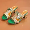 Sandalias de verano para mujer de talla grande, transfronterizas europeas y americanas, nuevas, sexys y a la moda, con punta abierta, pedrería y tacón alto