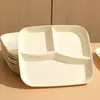 Plato dividido transfronterizo de plástico para una sola porción plato de comida rápida plato de frutas plato para perder peso plato cuadrado de tres compartimentos uso comercial
