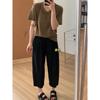 Pantalones de Trabajo Finos de Verano Acortados con Cintura Elástica, Pantalones Casuales Frescos para Mujer, Pantalones Casuales Sueltos tipo Papá Primavera/Verano 2026