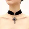 Comercio Exterior Transfronterizo Collar Estilo Gótico Cruz Oscura Rubí Gargantilla Personalizada Cadena para Clavícula Venta Directa de Fábrica