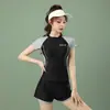 Traje de baño talla grande para mujer nuevo de verano conservador de dos piezas traje de baño de niña que cubre la barriga adelgazante traje de baño para aguas termales