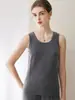 Nuevo top de punto redondo para mujer de otoño e invierno, 100% cachemira pura, sin mangas, cómodo, cálido y ajustado