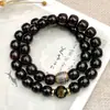 Pulsera Doble Círculo de Bodhi Natural de Núcleo Suave Envejecido con los Doce Signos del Zodíaco y las Ocho Deidades Guardianas, Pulsera de Raíz de Bodhi, Venta al por Mayor de Cuentas Budistas