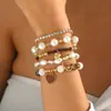 Pulseiras Cruzadas de Contas de Arroz Europeias e Americanas, Peixe de Cerâmica, Contas de Vidro Triturado em Formato de Coração, Pulseiras de Contas Multicamadas com Vários Designs