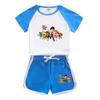 Traje de manga corta para niño y niña del equipo Wangwang, verano dulce estilo occidental, nuevo traje casual de dos piezas de shorts para niña