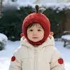 Sombrero de Manzana~ Caliente Gorro para Bebé, Gorro Rojo de Año Nuevo, Gorro Protector de Orejas para Niños y Niñas, Imprescindible para Bebés Pequeños al Salir en Invierno