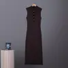 Roupas Femininas Transfronteiriças Europeias e Americanas 2026 Novo Verão Sexy Tricô Vazado Sem Mangas Gola Redonda Slim-Fit Vestido Tricô para Mulheres