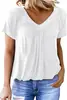 2025 Amazon Europeu e Americano Venda Quente Novo Personalizado Decote V Mangas Raglan Plissado Casual Diário Camiseta para Casa