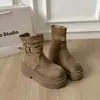 Botines Estilo Europeo de Suela Gruesa tipo Martin para Mujer 2026 Otoño/Invierno con Plataforma Impermeable para Aumentar Altura, Moda con Tacón Alto de Ante