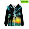 Sudadera con cremallera de árbol de palma en primavera y otoño, holgada, casual, versátil, chaqueta cárdigan, estilo casual estampado