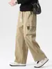 Pantalones Holgados Trendy con Cordón para Hombre Otoño Bolsillos para Hombre Pierna Recta Pantalones Cargo Deportivos para Hombre Venta al por Mayor
