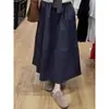Falda de Lunares Azul Marino para Mujer en Verano Talla Grande mm Gordita Nueva Cintura Alta Cubriendo la Ingle y Aspecto Adelgazante Estilo Coreano Falda Larga de Corte A