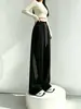 Calças Casuais Wide-Leg para Mulheres, Outono e Inverno Espessadas com Três Listras Cordão Soltas Esportivas, Cintura Alta Caimento Fluido Versátil Longas