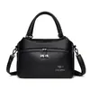 Bolsa Transversal para Mãe de Meia-Idade Couro Macio Nova Moda Simples Multicompartimento Grande Capacidade Ombro Anual Crossbody