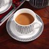 Conjunto de Xícara e Pires para Café em Porcelana Óssea Estilo Europeu Transfronteiriço Xícara para Chá da Tarde Xícara e Pires para Casa Conjunto de Presente para Namoradas Luxo Leve Retrô