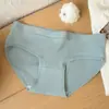 Ropa interior de algodón puro estilo macaron para mujer, transpirable, estilo para todo clima, entrepierna de algodón puro, alta elasticidad, cómodos calzones tipo triángulo de cintura media para mujer