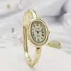Nova Pulseira de Relógio Feminino com Banheira Cravejada de Diamantes, Relógio Feminino Oval da Moda com Escala Romana, Relógio de Quartzo