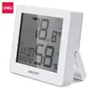 Termômetro Deli 8813 para Uso Doméstico, Medidor de Temperatura e Umidade Interna, de Mesa e de Parede, Temperatura e Umidade Interna de Alta Precisão para Escritório