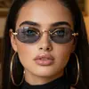 Gafas de Sol Ovaladas Sin Marco para Mujer Estilo Nuevo Venta Caliente Transfronteriza Moda para Usar Gafas de Sol Estilo Montura Pequeña Gafas de Metal
