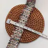 Cinturón Tejido de Tweed Colorido de Ala Ancha con Cerdas de Cepillo de Dientes, Lentejuelas Doradas de Seda, Accesorios para Ropa, Accesorios para Manualidades