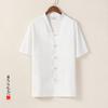 Camisa de manga corta con botones estilo chino para hombre, cárdigan de verano 2024, camisa de manga corta con cuello en V para hombre, traje Tang vintage Hanfu fino
