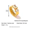 Anillo de Acero Inoxidable Yingtai Estilo Europeo y Americano Ins Lujo Accesible Gama Alta Chapado en Oro de 18 Quilates Acero de Titanio Dorado con Diamantes Que No Se Desvanecen para Mujer