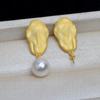 Aretes de tuerca barrocos de Plata S925 con forma femenina de Jade de pelo fetal 9-17 Perla deforme cuenta joyería accesorios diy 4116