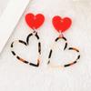 Venta Caliente Transfronteriza Acrílico de Doble Cara Creativo Día de San Valentín Estampado de Leopardo Corazón Aretes Collar Llavero Colgante para Bolso
