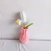 Florero de Lana Tejido a Crochet Hecho a Mano Transfronterizo Tulipán Cerrado Flor Artificial en Maceta Regalo de Año Nuevo para Novia