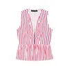 Artículo de Venta Caliente Transfronterizo de Aliexpress Nuevo Primavera 2026 Top Rayado Ajustado sin Mangas para Mujer con Botones de Nudo 3897120