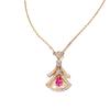 Gota de Agua Rojo tesoro pequeño ventilador collar femenino lujo ligero nicho diseño alto sentido falda colgante acero de titanio en forma de abanico temperamento colgante
