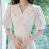 Vestido de Noche Blanco 2026 Nuevo Estilo Banquete Elegante Vestido Estilo Hepburn Vestido Casual para Anfitriona para Mujer