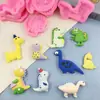 Molde de Silicona de Dinosaurio de Dibujos Animados para Arcilla DIY Hecho a Mano Molde para Decoración de Pasteles de Fondant Silicona de Grado Alimenticio Resistente a Altas Temperaturas