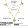 Conjunto de pulsera y collar de cadena fina con flor de cuatro pétalos incrustada de circonita, acero inoxidable chapado en oro de 18 quilates, moderno y adecuado para el uso diario