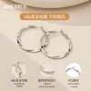 Pendientes de Aro Lisos de Plata de Ley S925 para Mujer, Gama Alta, Sencillos y Elegantes, Hacen que el Rostro Parezca Más Pequeño, Adecuados para Rostros Redondos, Accesorios Estilo Vacaciones