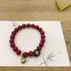 Nuevo Pulsera de Cinabrio Estilo Chino Hebilla Ping An Colgante Calabaza Pulsera Vintage Simple Arena Dorada Morada Accesorios de Nicho Mujeres