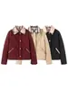 Comercio Exterior 2025 Otoño e Invierno Nuevo Estilo Pequeña Fragancia Retro Solapa Clásica Acolchado Cuadros Acolchado Corta Chaqueta de Algodón