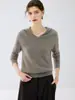 Nueva colección de otoño e invierno: suéter de cachemira grueso, de color liso y con capucha para mujer, prenda exterior de punto holgada y sudadera