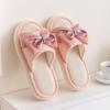 Pantuflas de Lino Amazon Transfronterizas Pantuflas de Satén con Lazo para Interiores Pantuflas de Algodón y Lino Gruesas para el Hogar Estilo Europeo y Americano para Mujer