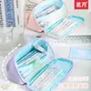 Nuevo estuche creativo estilo coreano de gran capacidad y alto atractivo estético, caja de lápices para estudiante con apertura grande y bolsa triangular de papelería multicapa
