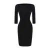 Vestido Curto de Uma Manga Só, Manga Três Quartos, Cintura Franzida, Modelo Rachel, Novo para Outono, Slim Fit, Bodycon, Estilo Hot Girl