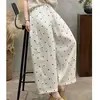 Pantalones Rectos de Moda Literarios de Algodón y Lino con Lunares para Mujer Verano Nuevos Sueltos de Nueve Puntos Versátiles Casuales de Pierna Ancha para Mujer