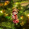 Enfeite de Natal Acrílico Plano 2D Desenho Animado Pequena Árvore de Natal Decoração Pendente Decoração de Festival Pingente de Presente