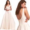 Fotografía de Viaje Vestido de Novia 2026 Nuevo Vintage de Doble Hombro Adelgazante Elegante de Satén Vestido de Novia para Boda al Aire Libre en Césped en Verano