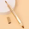 Pincel de Lábios Retrátil Dupla Face com Tampa Pincel para Batom Pincel para Contorno de Lábios Tubo Totalmente de Alumínio Pincel de Maquiagem Portátil Pincel para Gloss de Lábios Lábio