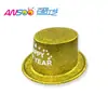 Directo de fábrica camp happy new year polvo dorado sombrero alto sombrero de plástico PVC sombrero decorativo fiesta de Año Nuevo sombrero con estampado venta al por mayor