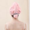 Toalha grande para secar cabelo com elástico, forte absorção de água, secagem rápida, sem fiapos, lã coral, risca de giz, xampu adulto, touca de banho
