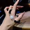 Diseño de Pulsera de Obsidiana Plateada Natural, Pulsera Retro Literaria, Versátil Pulsera de Cristal Blanco Cristal Fantasma Blanco Regalo