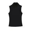 2565-26 Estilo Novo de Início de Primavera Estilo Senhora Americana Madura Sexy Gola Alta Elástico Slim-Fit Valoriza a Silhueta Casual Regata